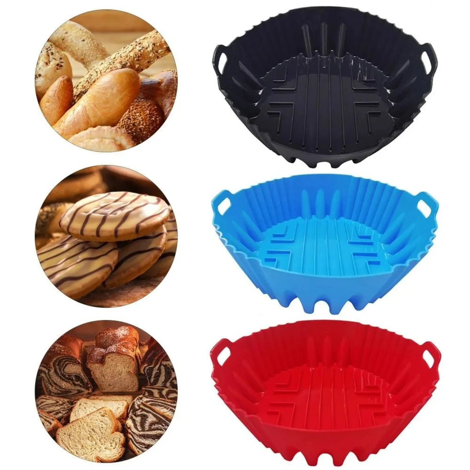 

Thick Microwave Mat Air Fryer Silicone Pot Basket Multifunctional Chicken Cake Heat Resistant Non-Stick Grill Pan High Quality