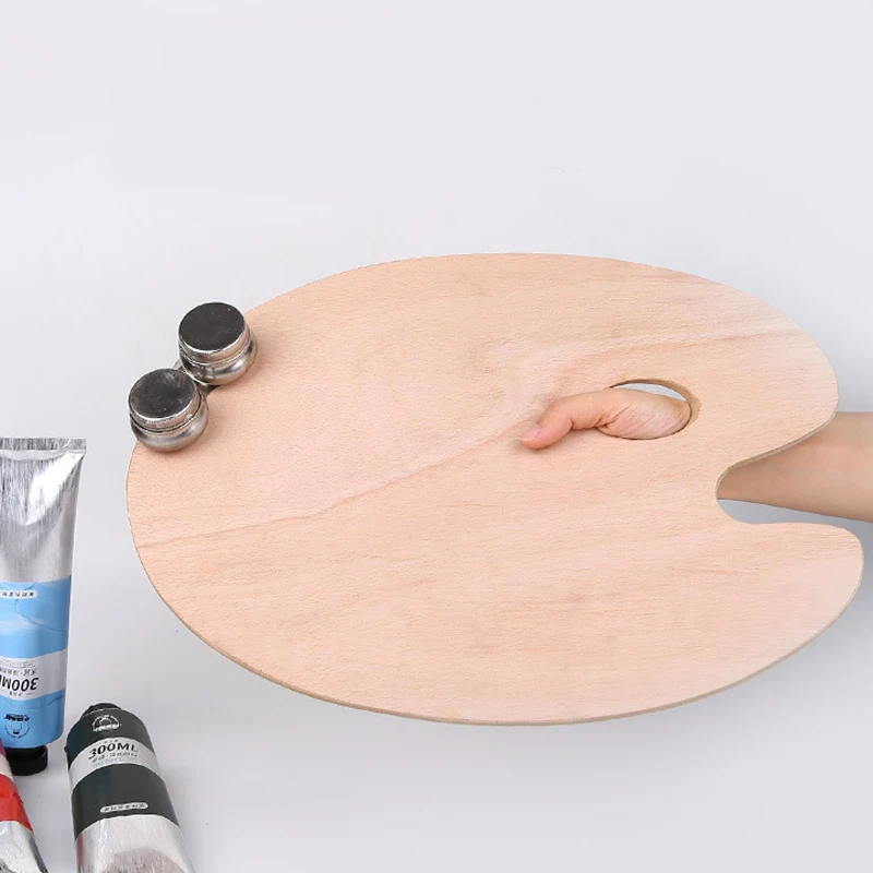 1 Pcs Wooden Oval Palette,Acrylic Palette,Fine Arts Oil Painting Palette,Gouache Acrylic Painting Palette HH-03