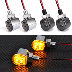 Mini Luz de señal de giro para motocicleta, lámpara indicadora led de lente de humo, lámpara de señales de 12V LED ámbar, M8, apta para Cafe Racer Bobber Honda