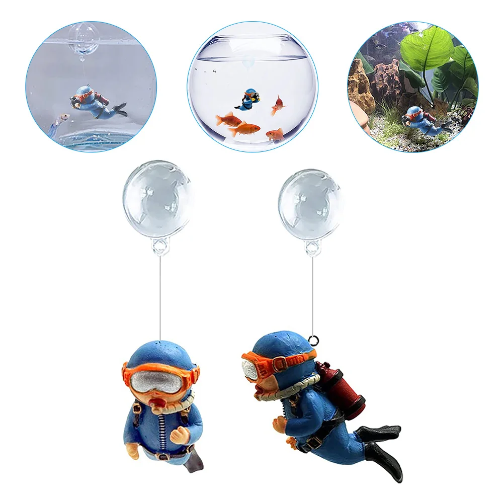 

2 Pcs Fish Tank Accessories Home Floating Diver Decor Decorate Aquarium Ornament Pvc