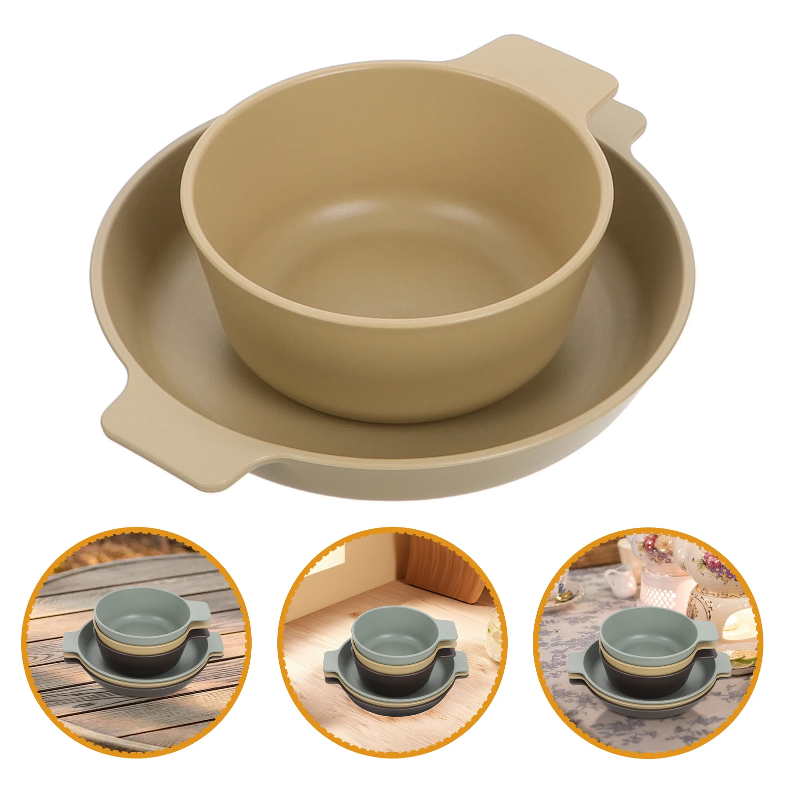 

1 set Outdoor Portable Tableware Set Camping Plates Lightweight Durable Plastic Bowl Kit Easy Clean Serving Dish For Travel