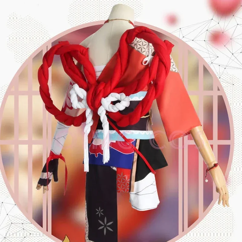 Genshin Impact Yoimiya Cosplay Costume Adult Carnival Uniform Wig Anime Halloween Party Costumes Masquerade Women Game