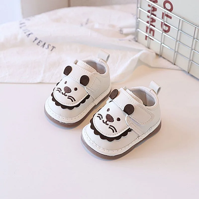 

Toddler Walking Shoes for Boys 0-2 Years Calfskin Sole Soft Anti Slip Simple Spring Autumn New Style Decorative Slip on Shoes