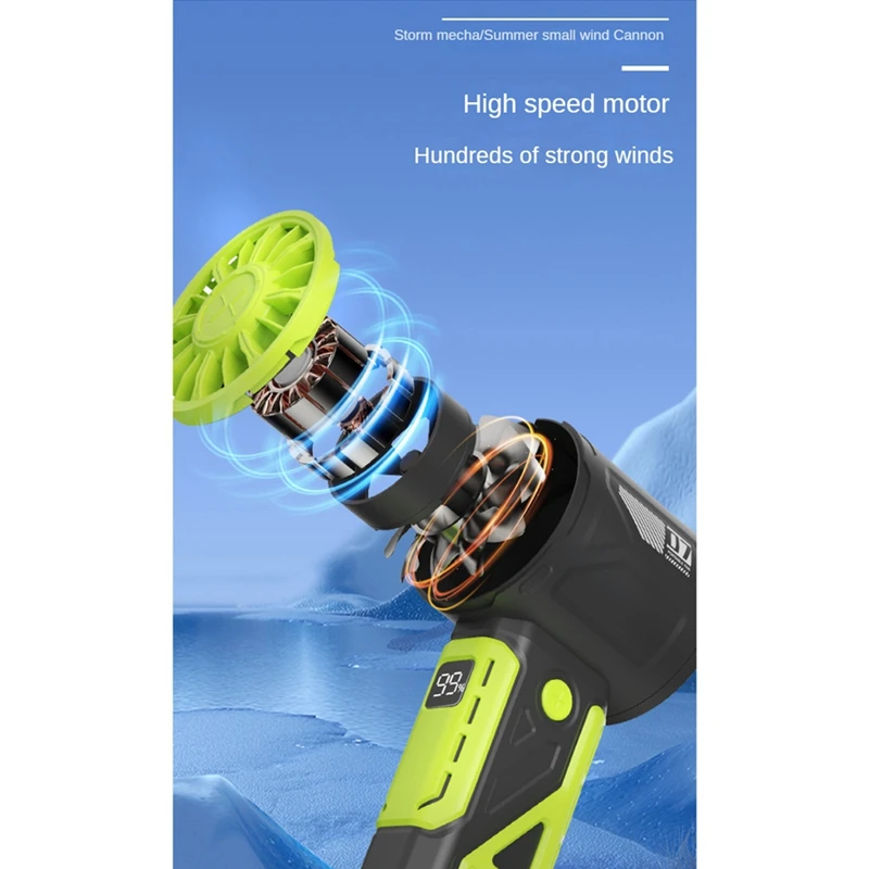 Handheld Turbo Fan 100 Speed Adjustable Outdoor Portable High Speed Fan Fast Cooling Fan Silent Fan For Work And Study