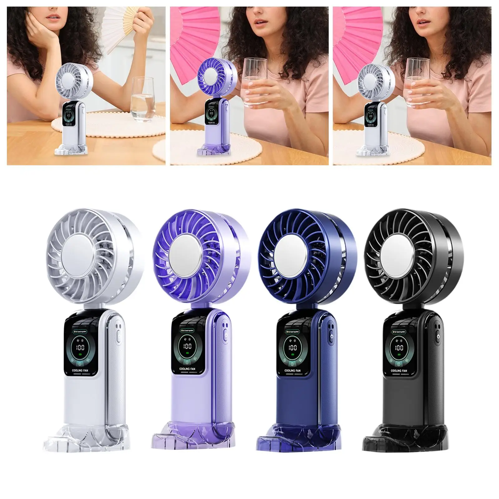 

Ручной вентилятор, настольный вентилятор, складной, тихий, 100, регулируемая скорость, цифровой дисплей для фитнеса, кемпинга, в помещении, на открытом воздухе, для кухни, путешествий