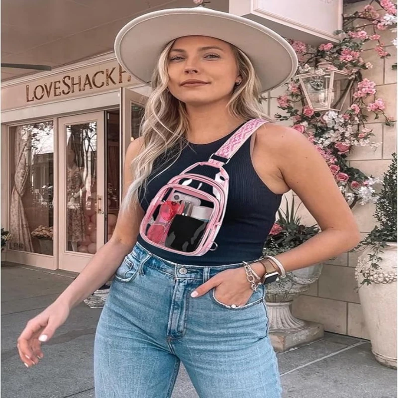 Clear Crossbody Purse Bag, Clear Bag Stadium Approved with Clear Purse for Stadium Events Clear Messenger Bag for Men and Women