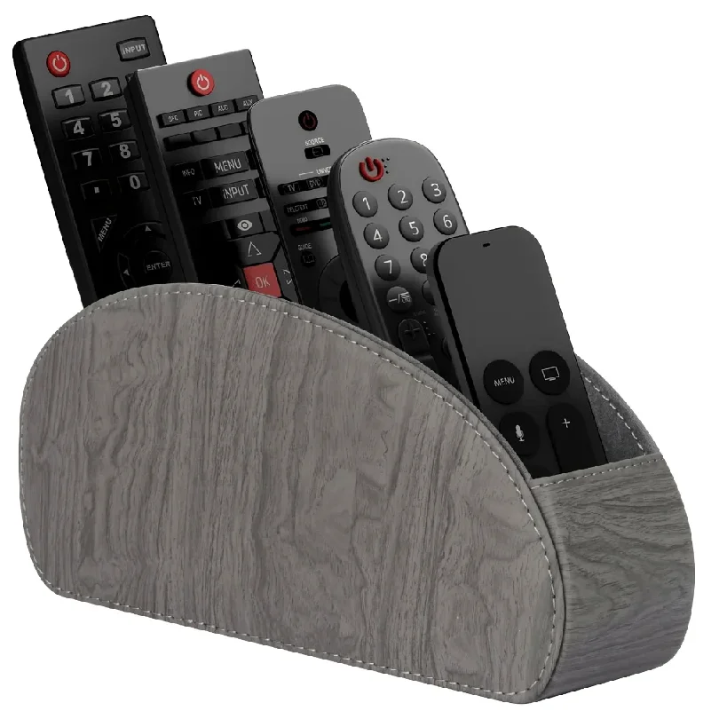 PU Leather Remote Control Holder5Compartments,Multi-Device Organizer for TV/DVD/Blu-Ray,Desk & DrawerStorageBoxHome&OfficeDecor
