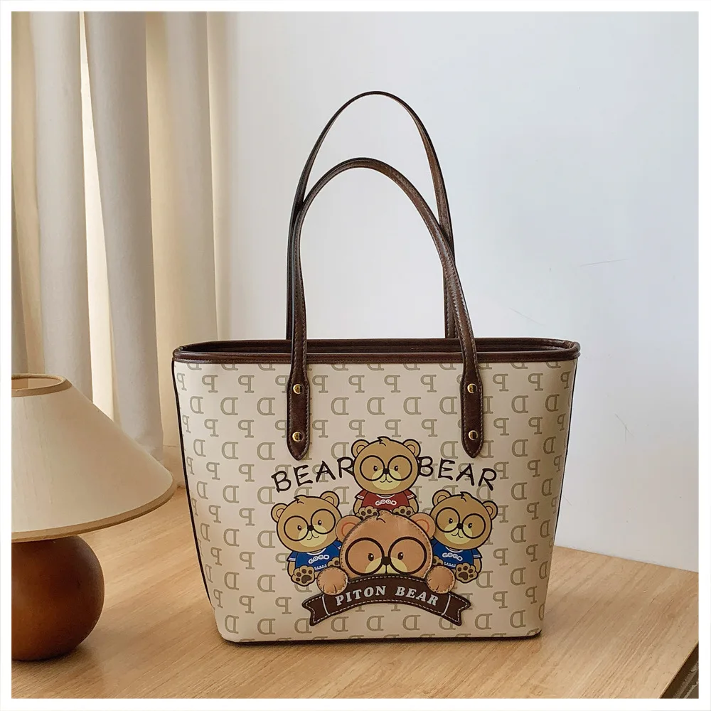 

Beibaobao 2024 Autumn New Shoulder Bag Fashion Versatile Bear Tote Bag Large Capacity Handbag Shoulder Underarm Bag