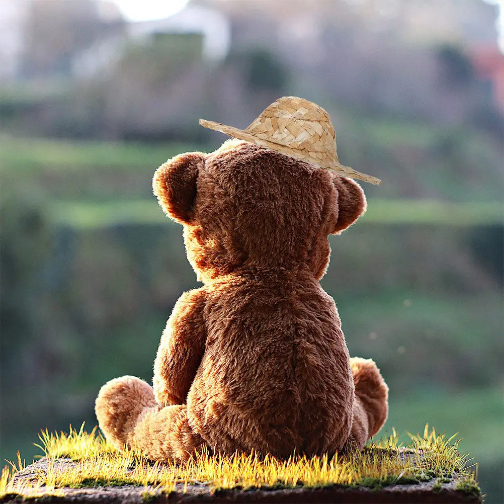 4 Peças Mini Chapéus de Palha Trançada para Artesanato DIY, Decoração, Adereço Fotográfico, Artigos para Festas Domésticas e Ornamento Miniatura