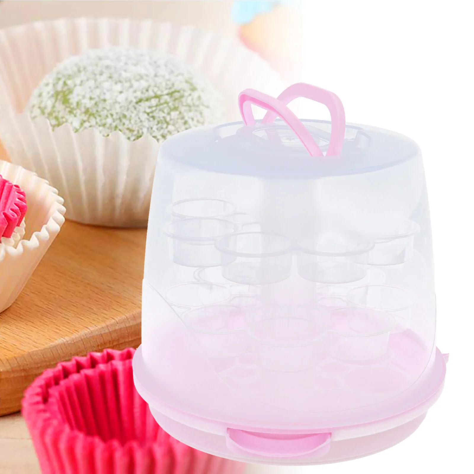 

24 Cupcake Carrier for Baking Events 3 Tier Transporter Box with Secure Hold