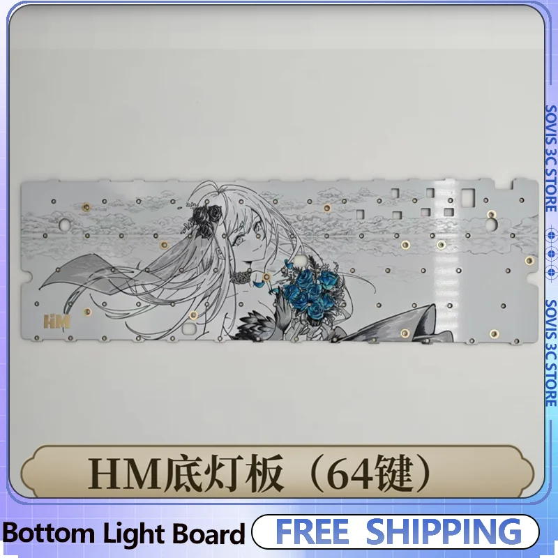 

HM Bottom Light Board PCB 61/64 Keys Mechanical Keyboard Positioning Plate Magnetic Axis Hot Swap RGB Custom Gamer Accessory