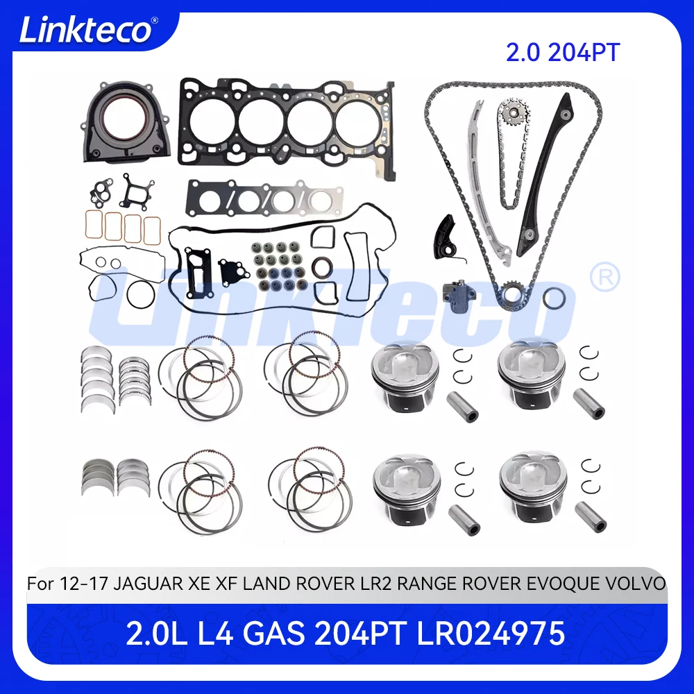 

Engine Rebuild Piston Ring Timing Chain Kit Full Gasket Set For 2.0 T L 204PT Jaguar XE XF Land Rover Discovery Sport L550 2.0L
