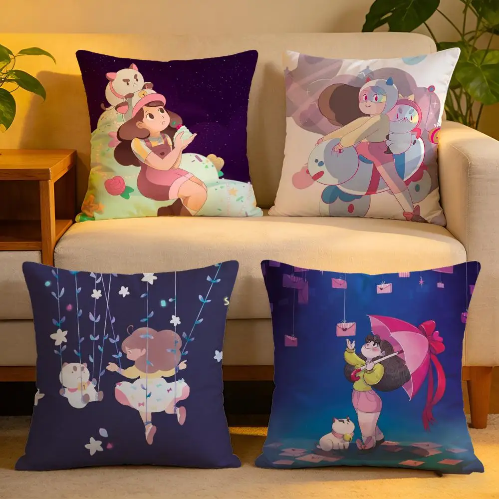 

Чехол для подушки из льняной ткани, мягкий, приятный для кожи, декоративный чехол для дивана, домашнего декора, чехол для подушки с изображением B-Bee и P-Puppycat в стиле аниме