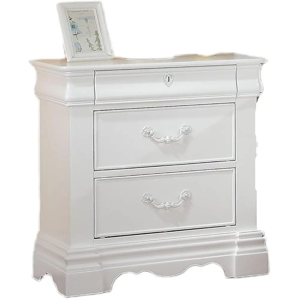 

urniture Estrella Nightstand, White, One Size