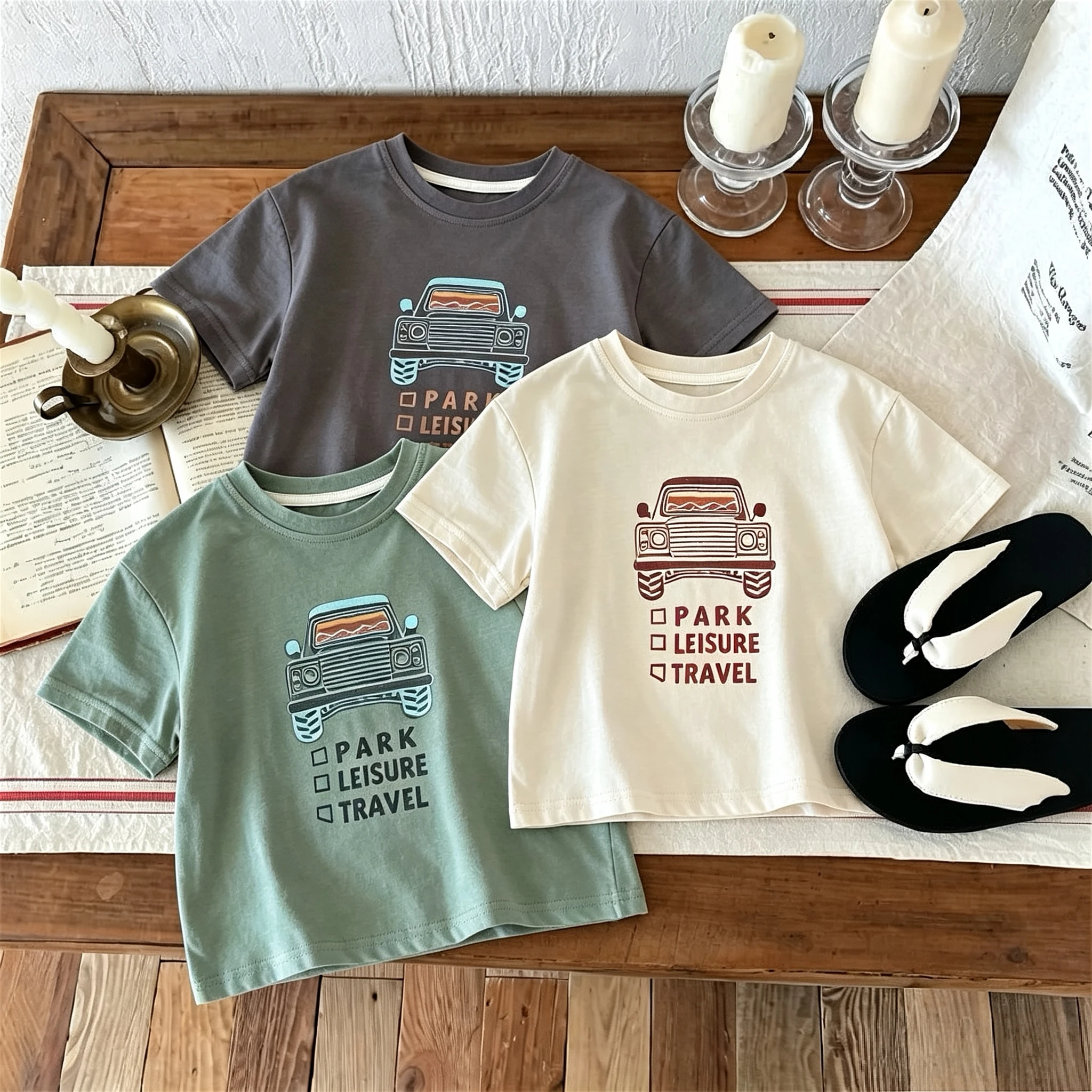 Short Sleeve Tshirt Summer Clothing Boys Loose Fashion Printed Casual T-shirts Tops Children's Wear Crewneck T Shirt 1-7years