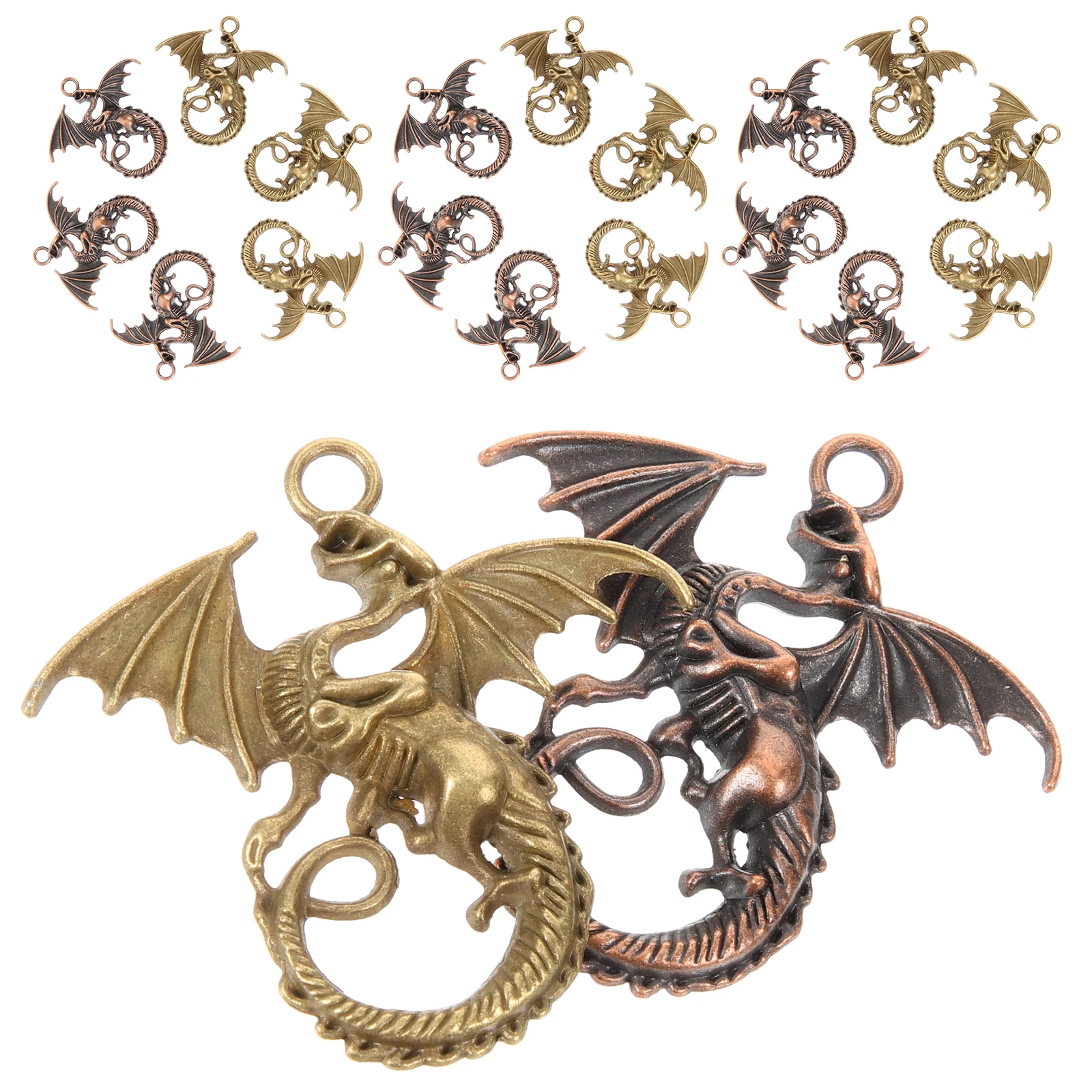 

20pcs Dragon Pendant Necklace Charms Vintage Hanging Pendants DIY Accessories Alloy Wing Retro China Jewelry Gifts Women Unisex