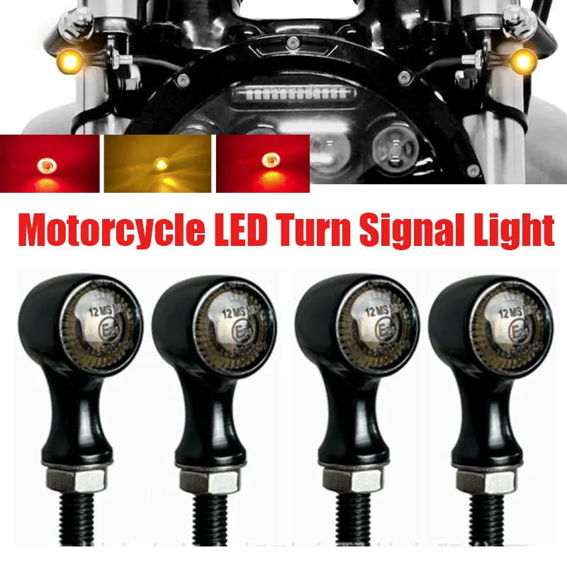 

E24 Retro Motorcycle Turn Signal LED Light Flashing Indicator Tail Brake Light 8mm For Harley Yamaha Cafe Racer Bobber Chopper