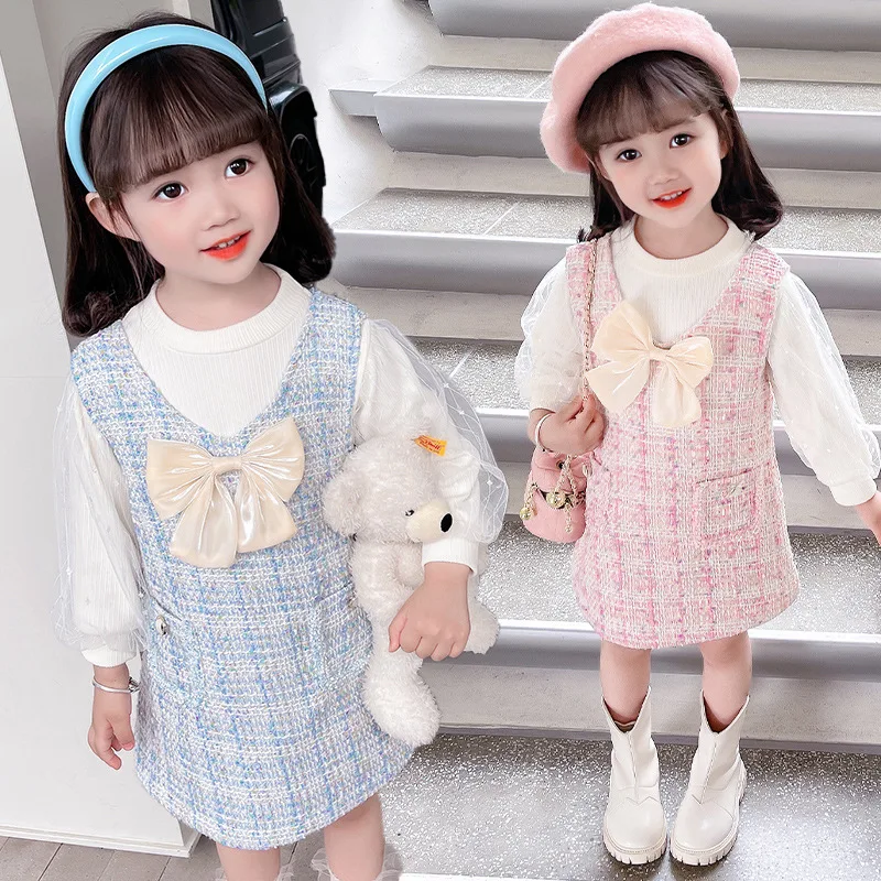 

Girls Dress Vest Skirt Two-piece Spring and Autumn 2024 New Korean Style Fashion Children Girl Suit Girl Spring Vest Dress