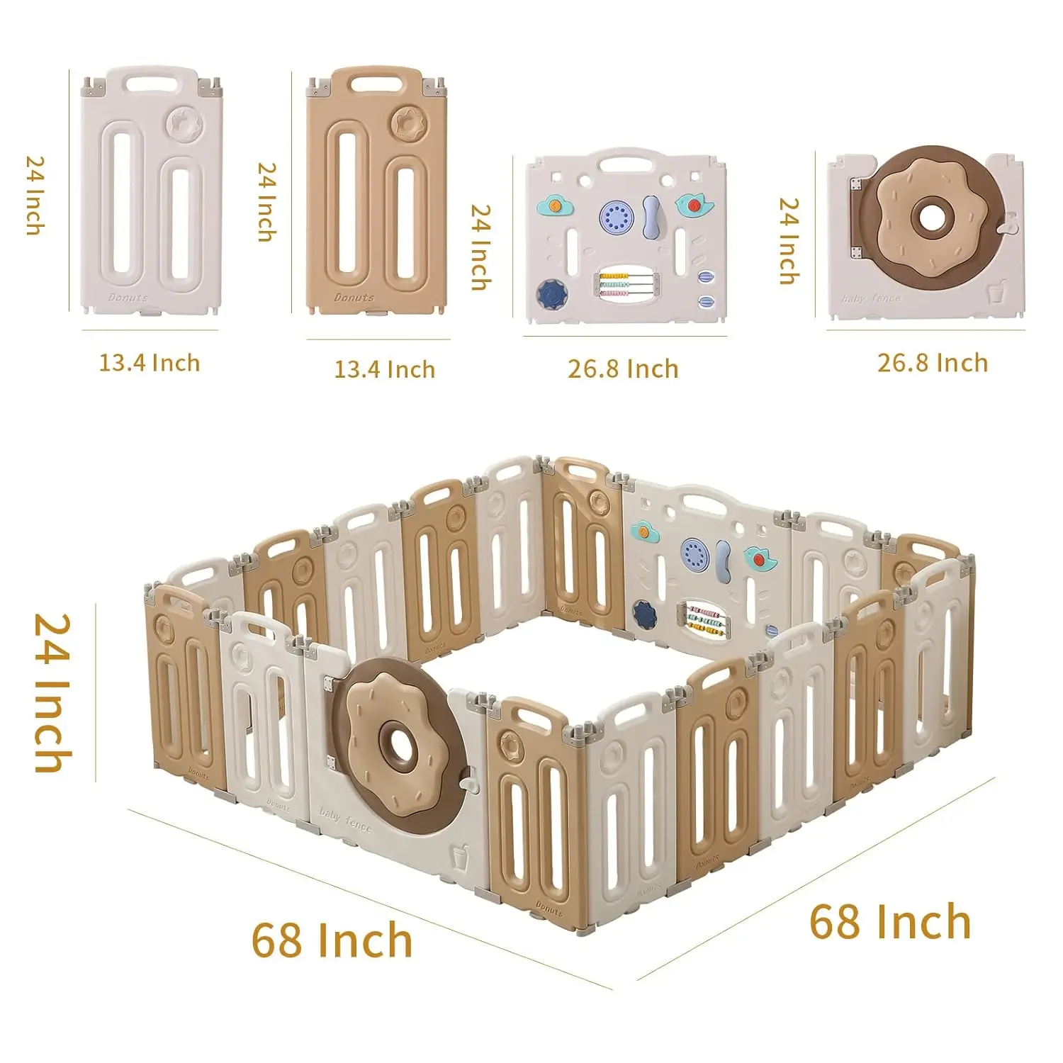 Parque infantil plegable para bebés y niños pequeños, patios de juego portátiles para niños con puerta de seguridad, 14/18/22 paneles