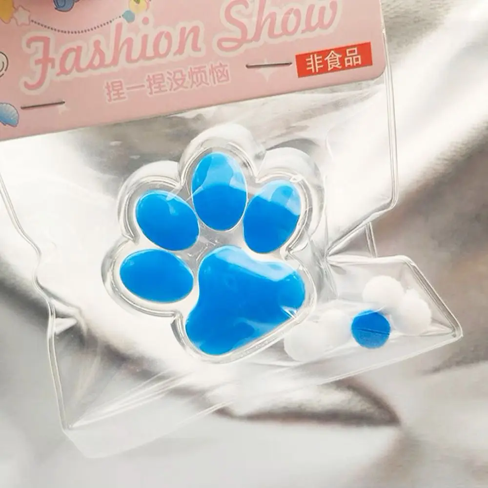 Kawaii Cat Paw Pinch Toy Blingbling Transparent Cube Stress Relief Toy Slow Rebound PU Sensory Toy Kids