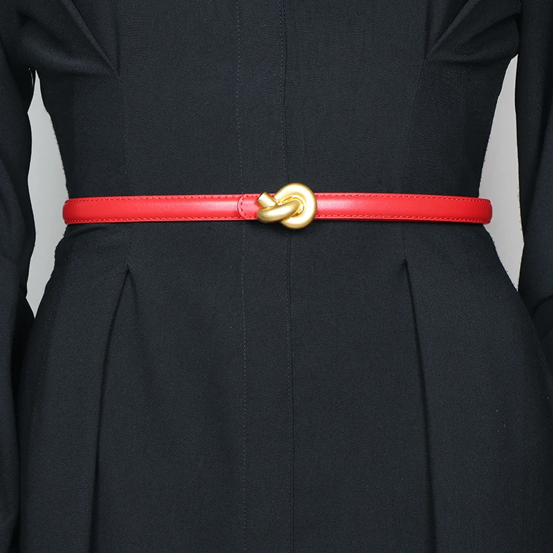 Neue Echtes Leder Frauen Mode Gürtel Hohe Qualität Metall Knoten Schnalle Bund Kummerbund Für Kleid Jeans – Detail 19