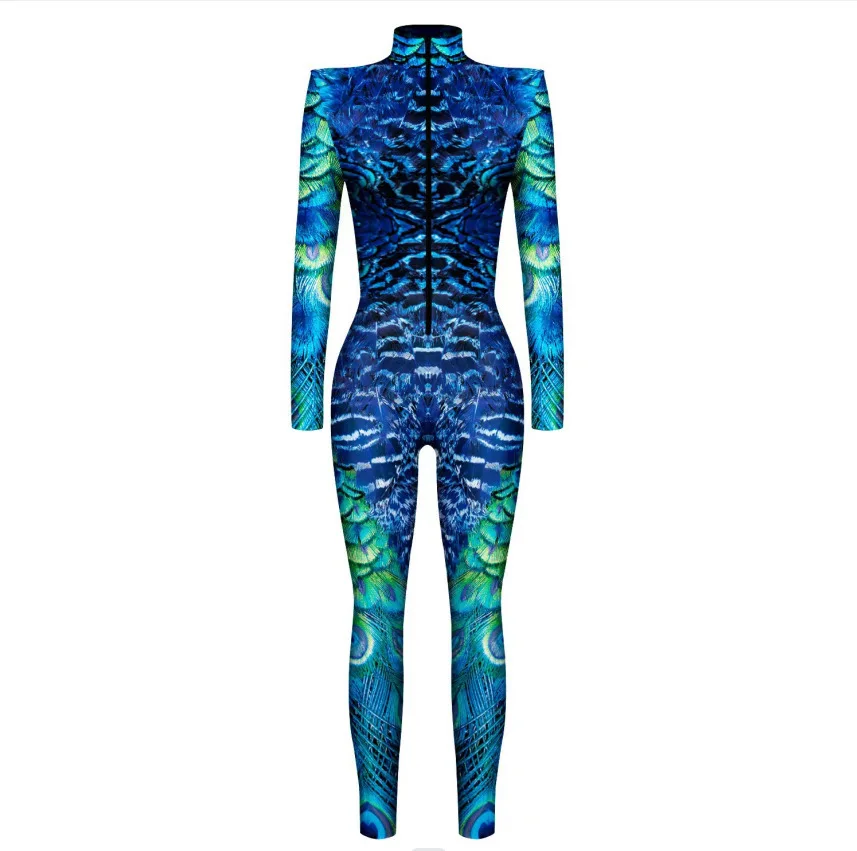 Herren Damen Punk Future Roboter Drache Schlange Totenkopf 3D-Druck Bodysuit Erwachsenen-Halloween-Kostüm Party Rollenspiel Schlanker Jumpsuit – Detail 4