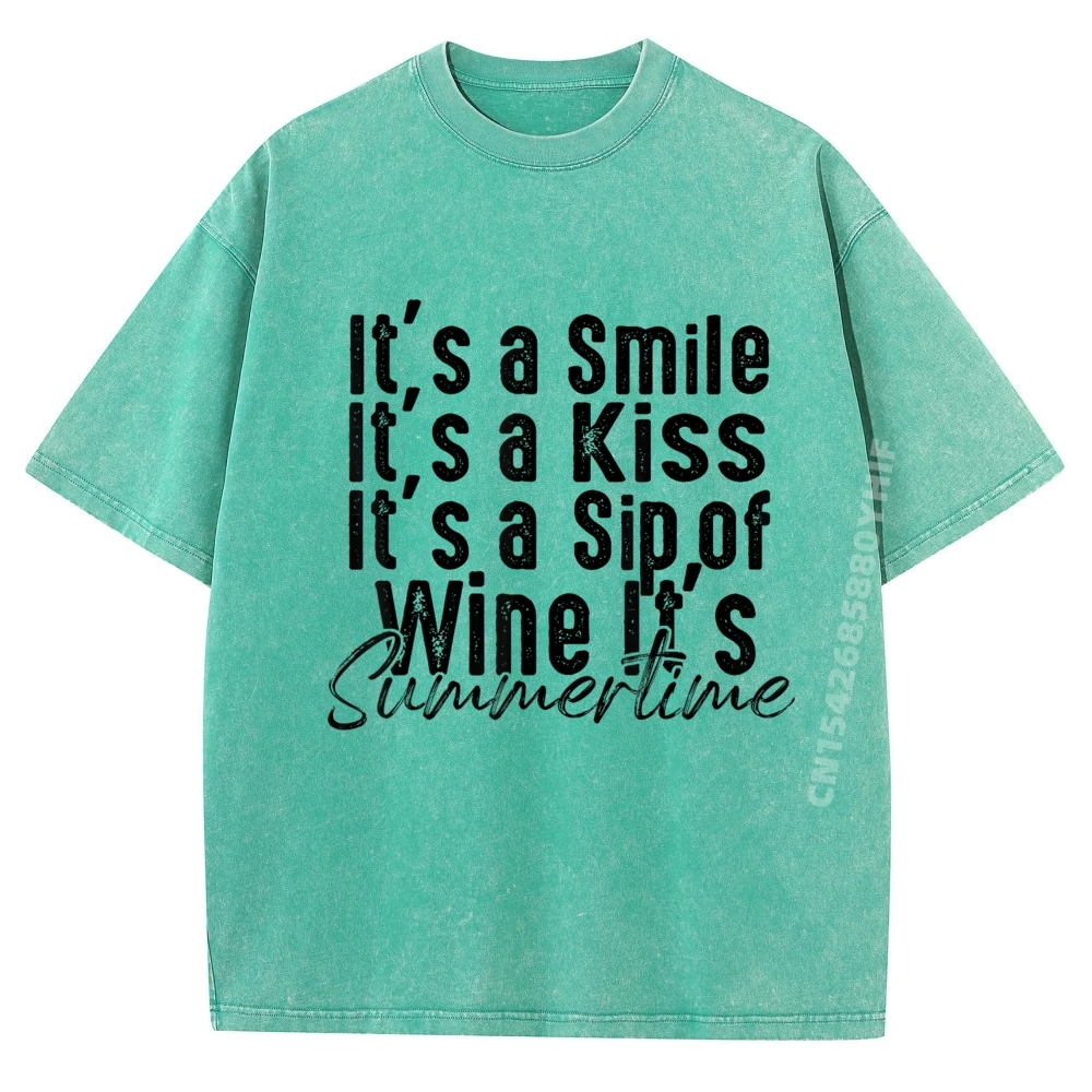 

Последняя стираная рубашка Its A Smile Its A Kiss Its A Sip Of Wine Its time Кремовая футболка Дизайнерская одежда Мужские топы с буквенным принтом