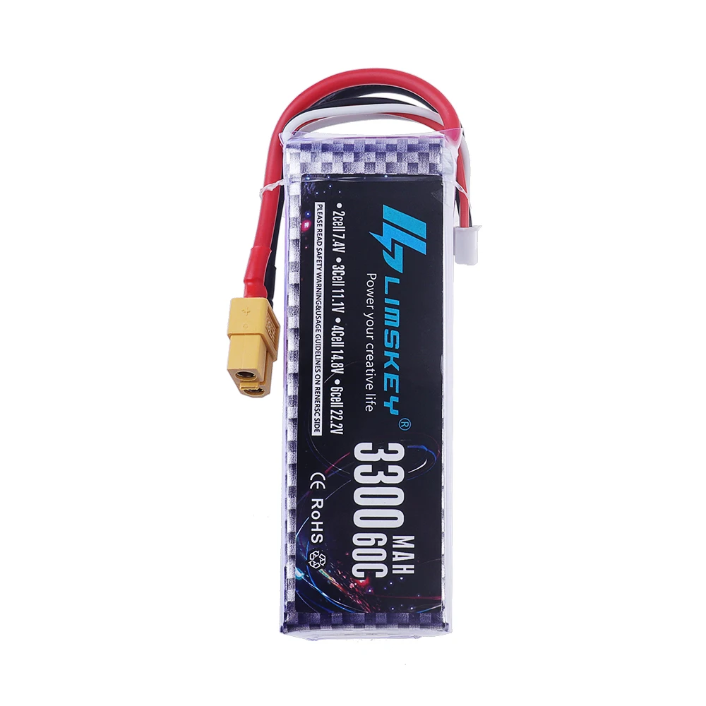 LiPo Rechargeable Battery 4S 3300mAh 60C 14.8V for RC FPV Racing Drone Quadcopter Drone Batteries With XT60 Connector Deans Plug