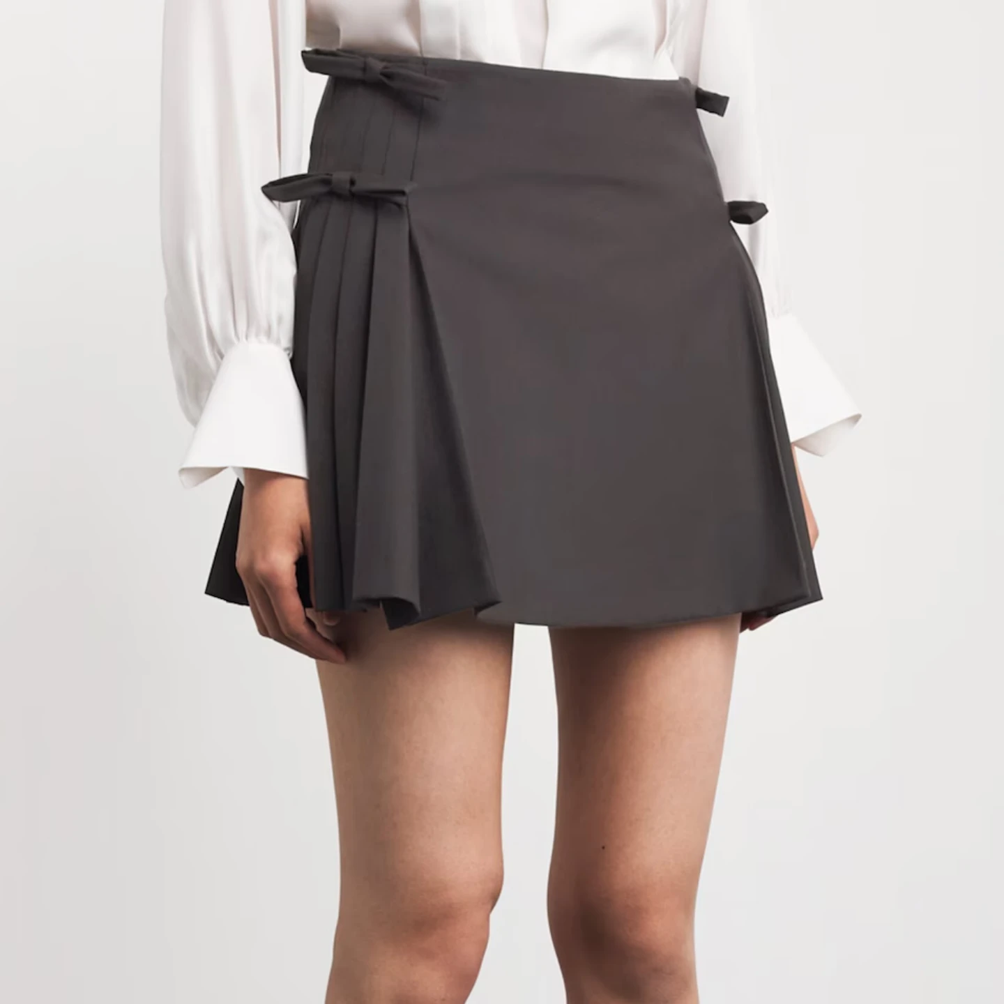 High Waist A-Line  Skirt with  Knot Pleated Commute Women's Skirts Breathable Skin-Friendly Standard Fit
