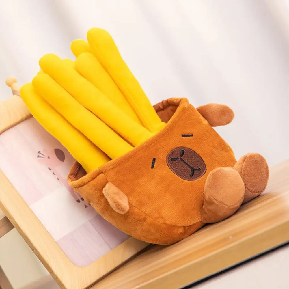 High Elastic Pp Cotton Filling Toy Cute Capybara Fries Plush Toy Pillow Set Adorable Food-animal for Kids for Children for Kids