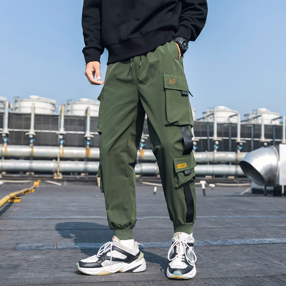 

Мужские летние легкие охлаждающие брюки-карго, дышащие свободные повседневные бегуны, уличная активная комфортная уличная одежда