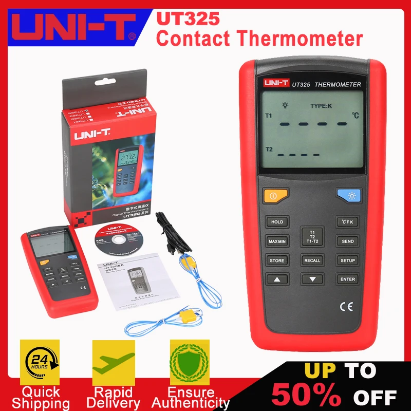 UNI-T UT325 Contact Type Termometers Range -200~1375 USB Interface Industrial Temperature Test Selection Type K.J.T.E.R.S.N