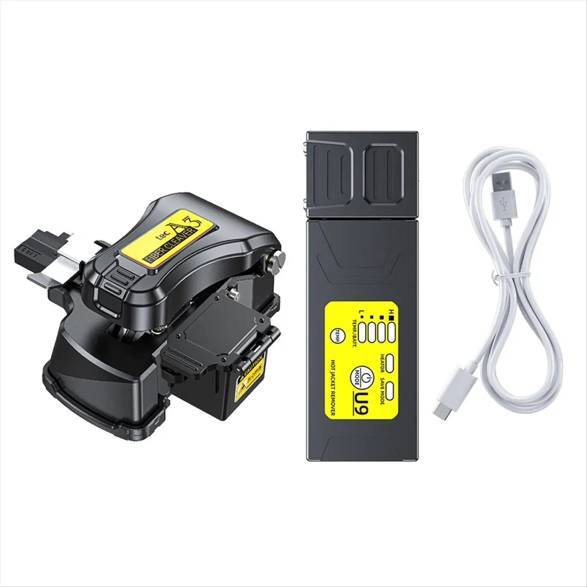 A46U A3 One-Step Automatic High Precision Fiber Optic Cleaver+U9 Fiber Thermal Stripper Optical Fiber Fusion Splicer Cutter