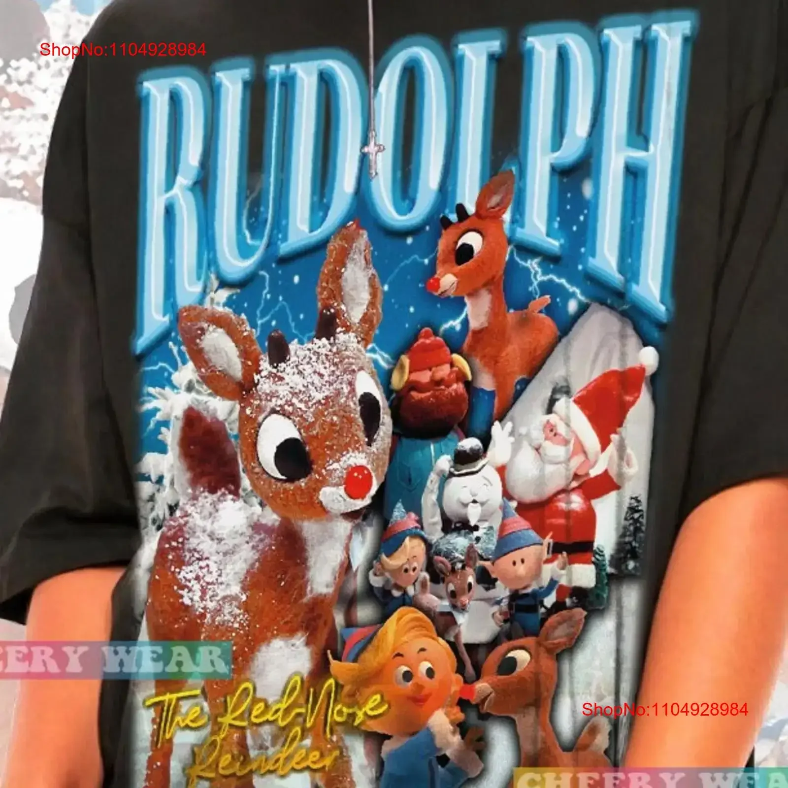 رودولف الأحمر الأنف الرنة تي شيرت SweaT عيد الميلاد سترة خمر غسلها أنيق للجنسين امتدت مصمم الملابس