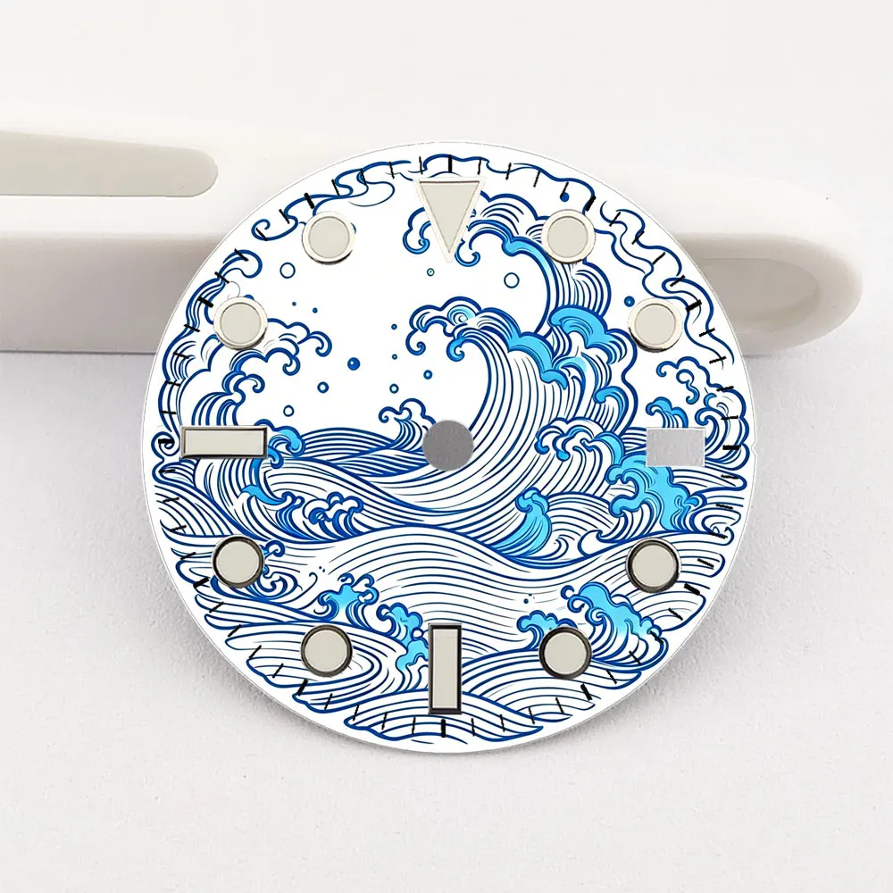 28.5mm Kanagawa Wave Watch Dial for NH35 NH36 Movement Art Luminous Watch Face Custom Mod Parts for Men's Automatic Watches