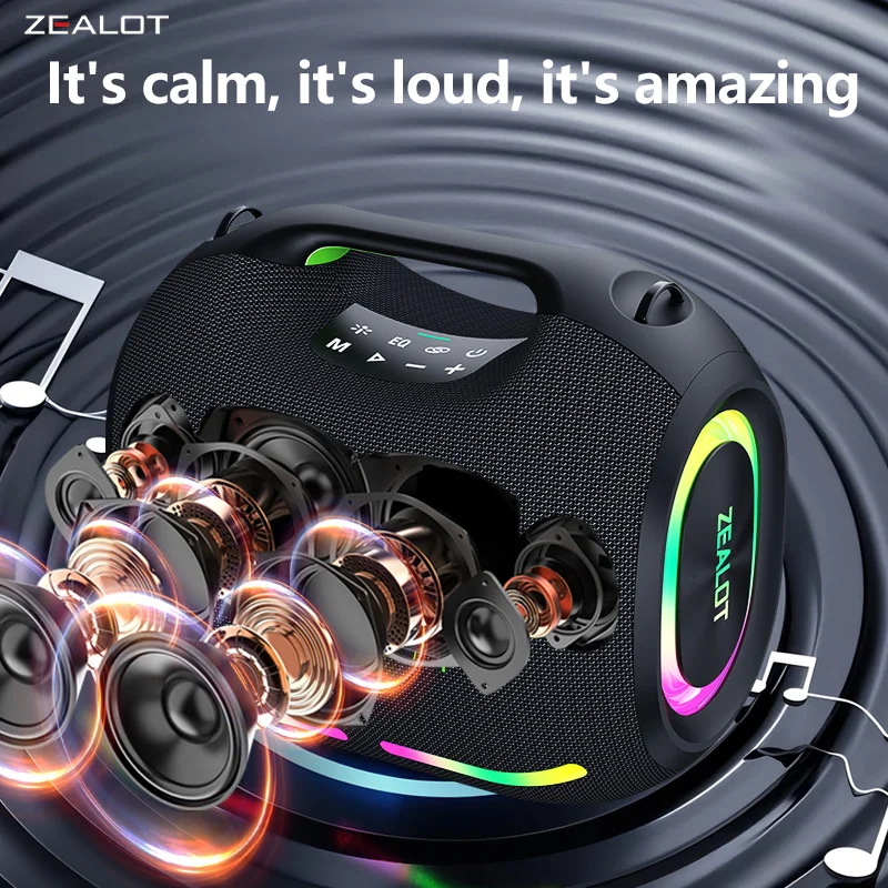 ZEALOT-ZE01 120W ワイヤレススピーカー ZEALOT ZE01 120W Wireless Speaker With Carry Handle,EQ Mode, RGB
