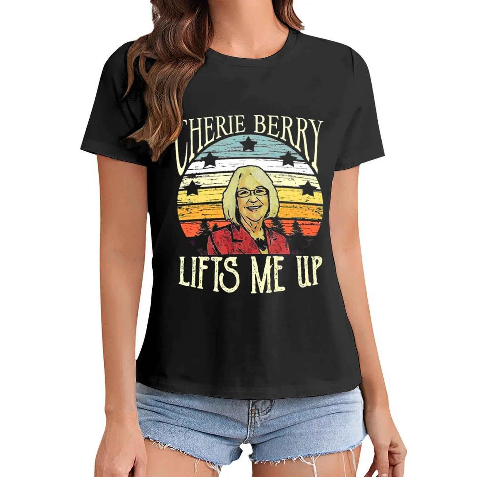 cherie berry lifts me up, Cherie berry T-Shirt graphics funnys vintage t-shirts for Women cotton