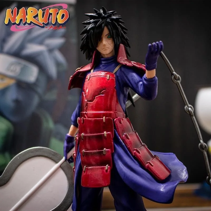 18cm NARUTO Anime Figure Model Doll Uchiha Madara Fighting PVC Statue Orochimaru VS Hiruzen Battle Kakashi Sasuke Model Toy