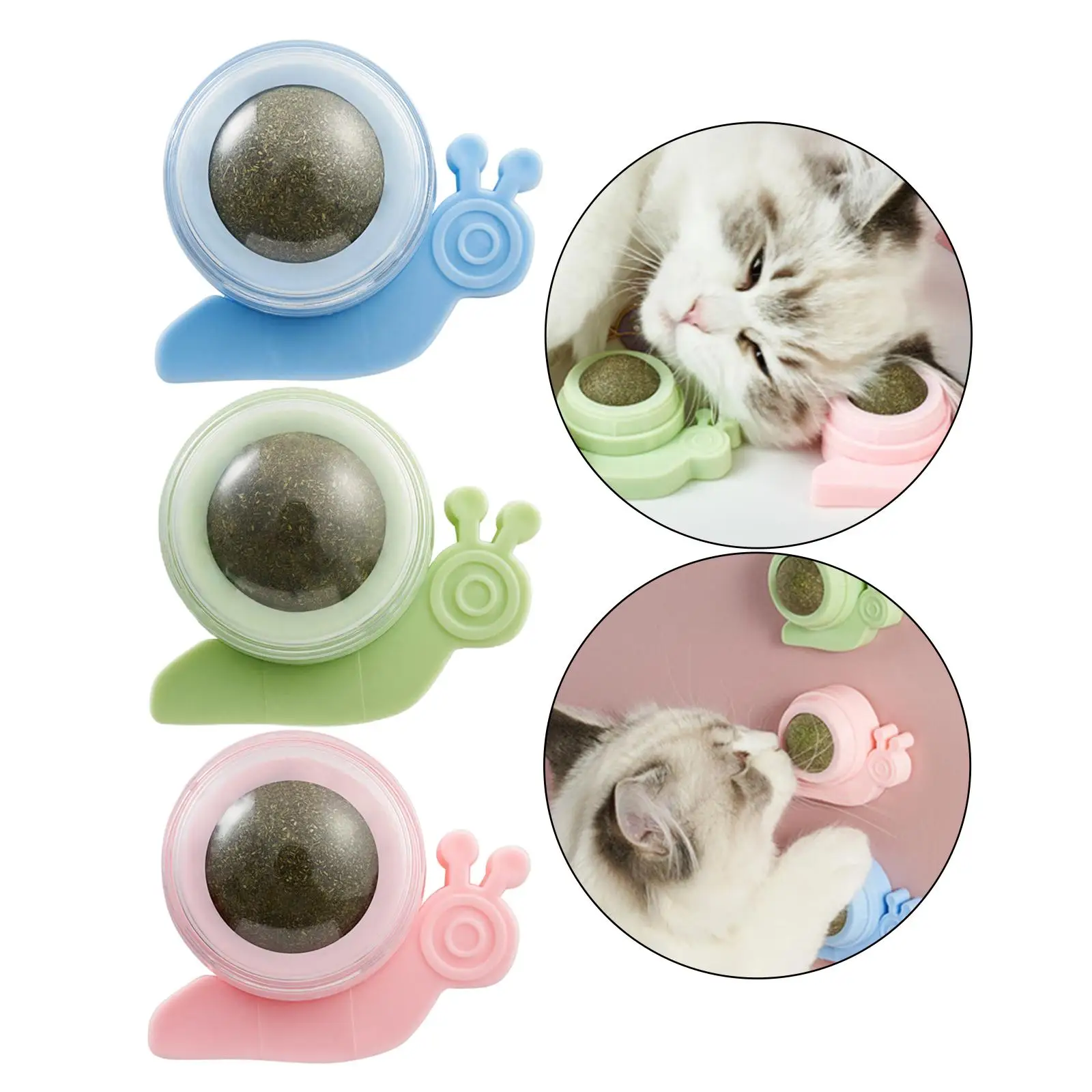 Replaceable Catnip Ball Toy Grinding W/ Lid Rotating Cats Toys for