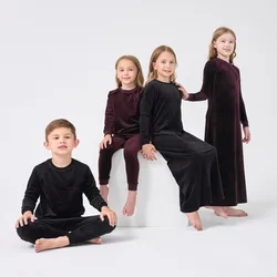 AP Lounge Collection-Conjunto de vestido y pelele a juego para la familia, ropa de velour raglán para niños, bebés, niños y niñas, Otoño e Invierno