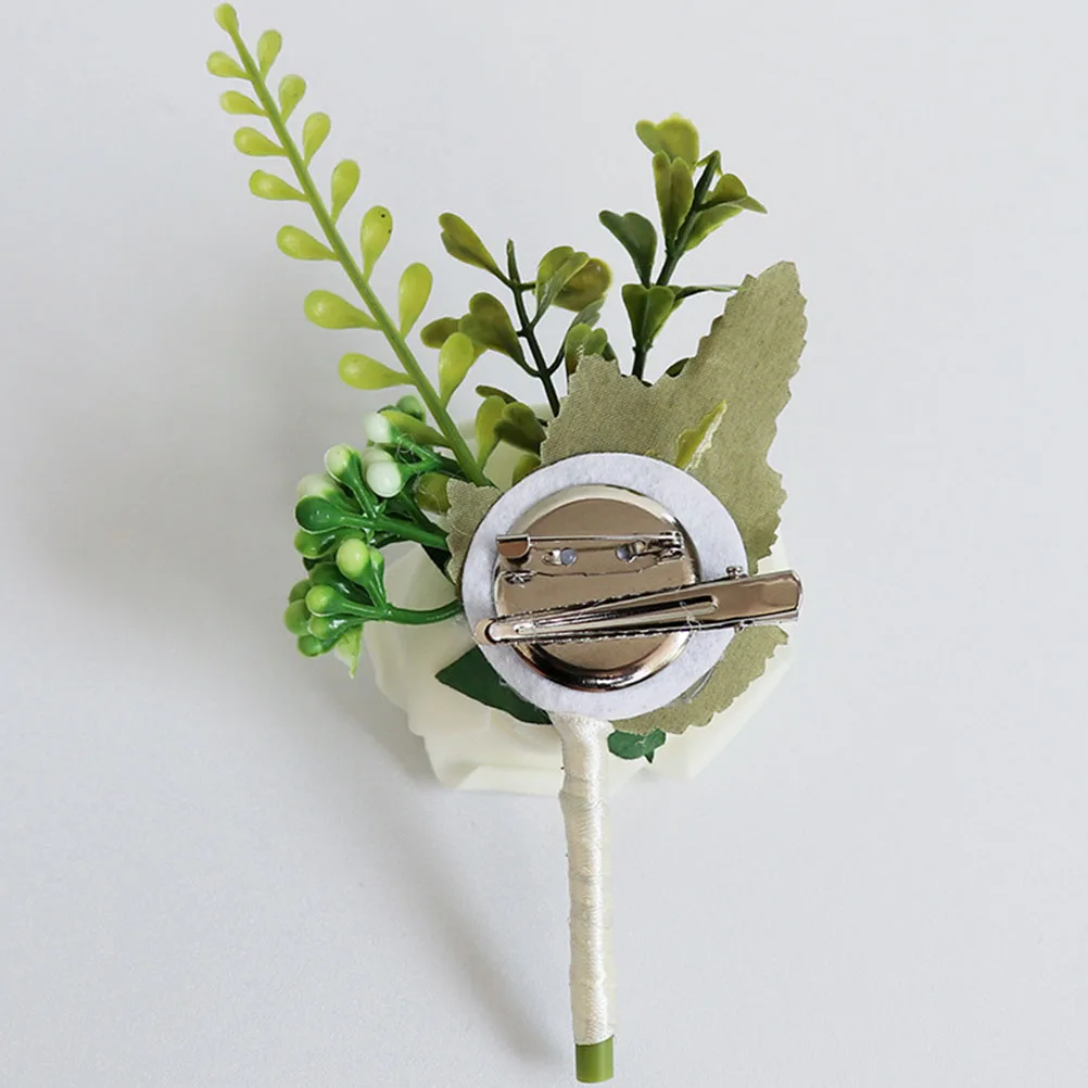 

2pcs Simulation Flower Corsage Artificial Wedding Decor Bride Groom Floral Accessory Banquet Photographic Props