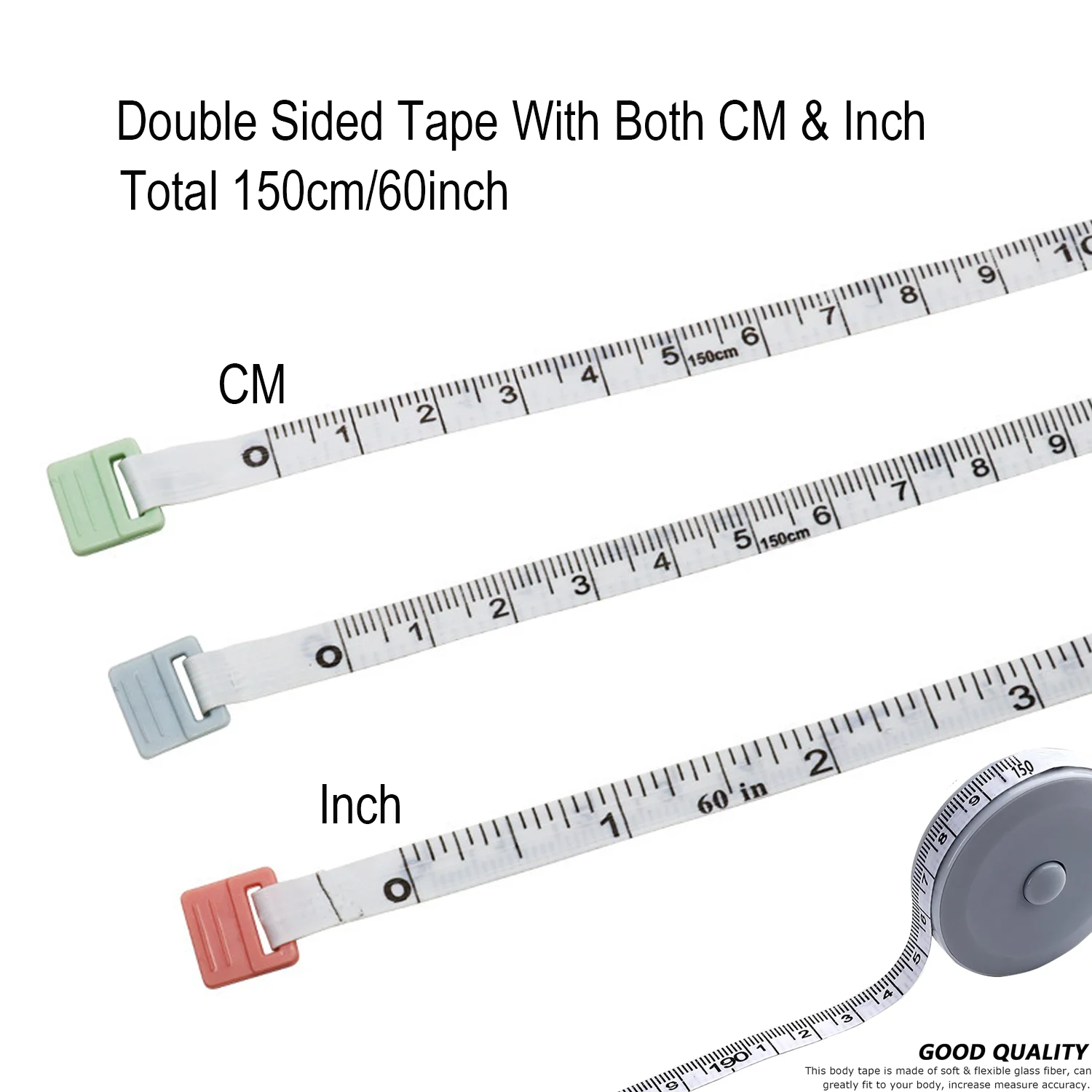 1pcs Mini Retractable Tape Measure Soft Fabric Sewing Ruler Flexible Pocket Size Dual Sided 150cm/60inch Tailor Measurement