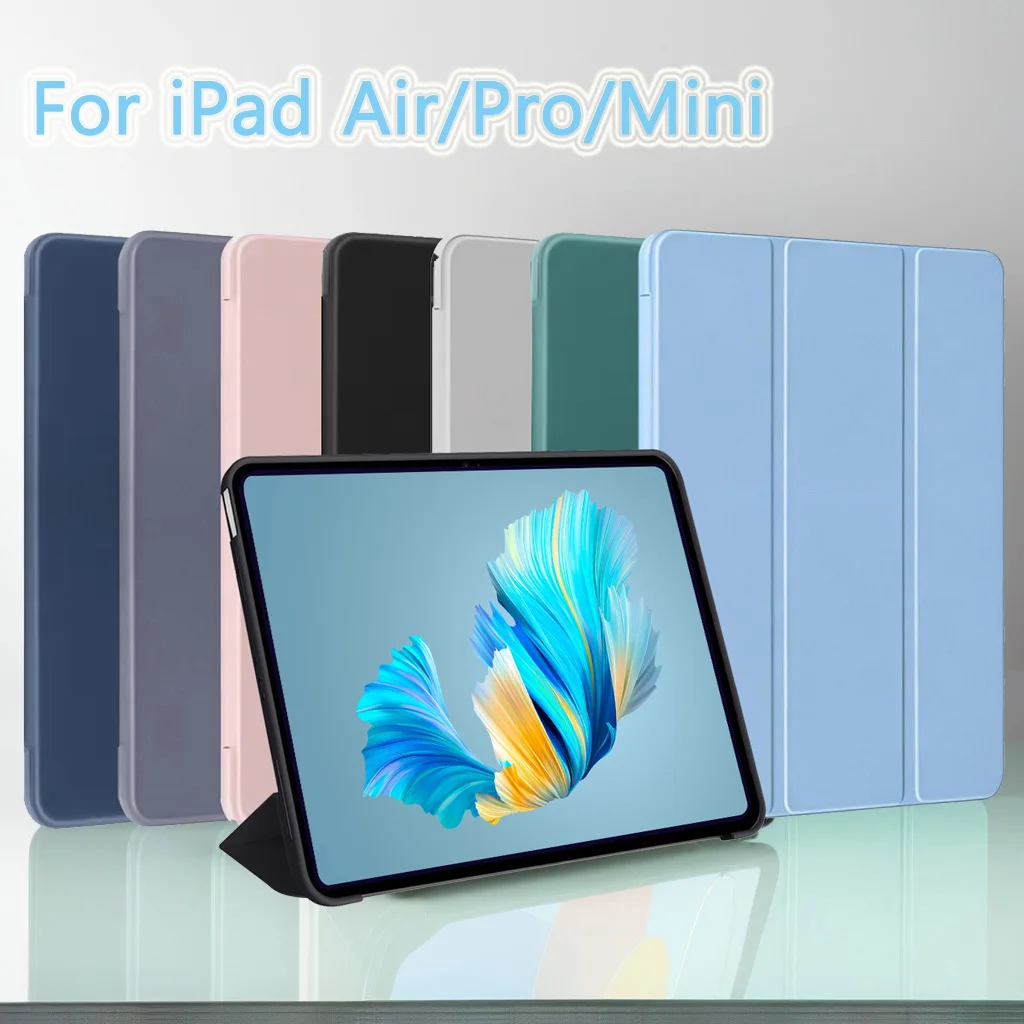 

For iPad Air Pro 9.7 10.2 10.9 11 9th 10th 11th Generation Magnetic Flip Smart Cover, Trifold Stand Function,Soft Silicone Case