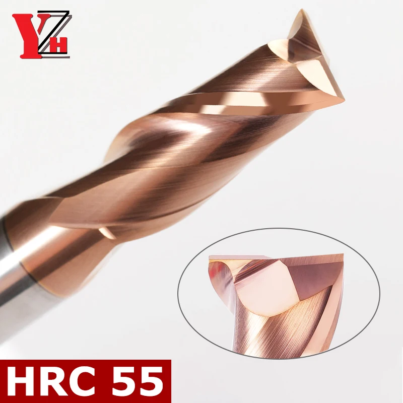 

YZH HRC55 End Mill CNC 2 Flutes Carbide Milling Cutter Tools 1 to 20mm CNC Machine Milling Tools