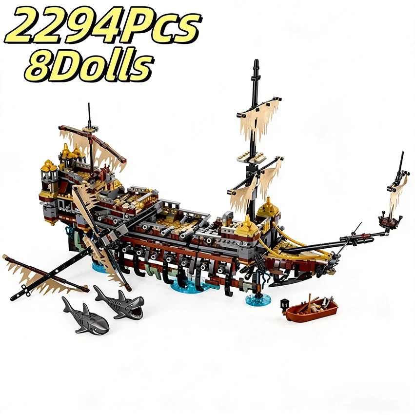 

2294PCS Creative Silent Mary Ghost Pirate Ship Building Blocks With 8 Figures Assemble Bricks Toy Gift For Children Adult