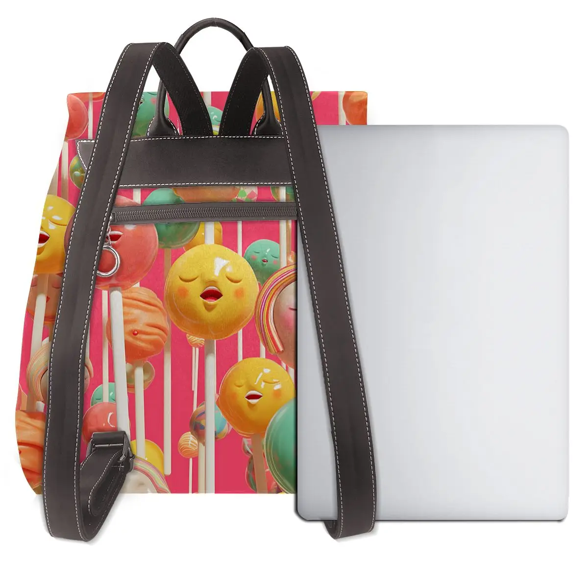 기발한 얼굴 팝 3D 패턴 새로운 핫 여성 백팩 디자이너 고품질 가죽 심플 패션 대용량 백팩