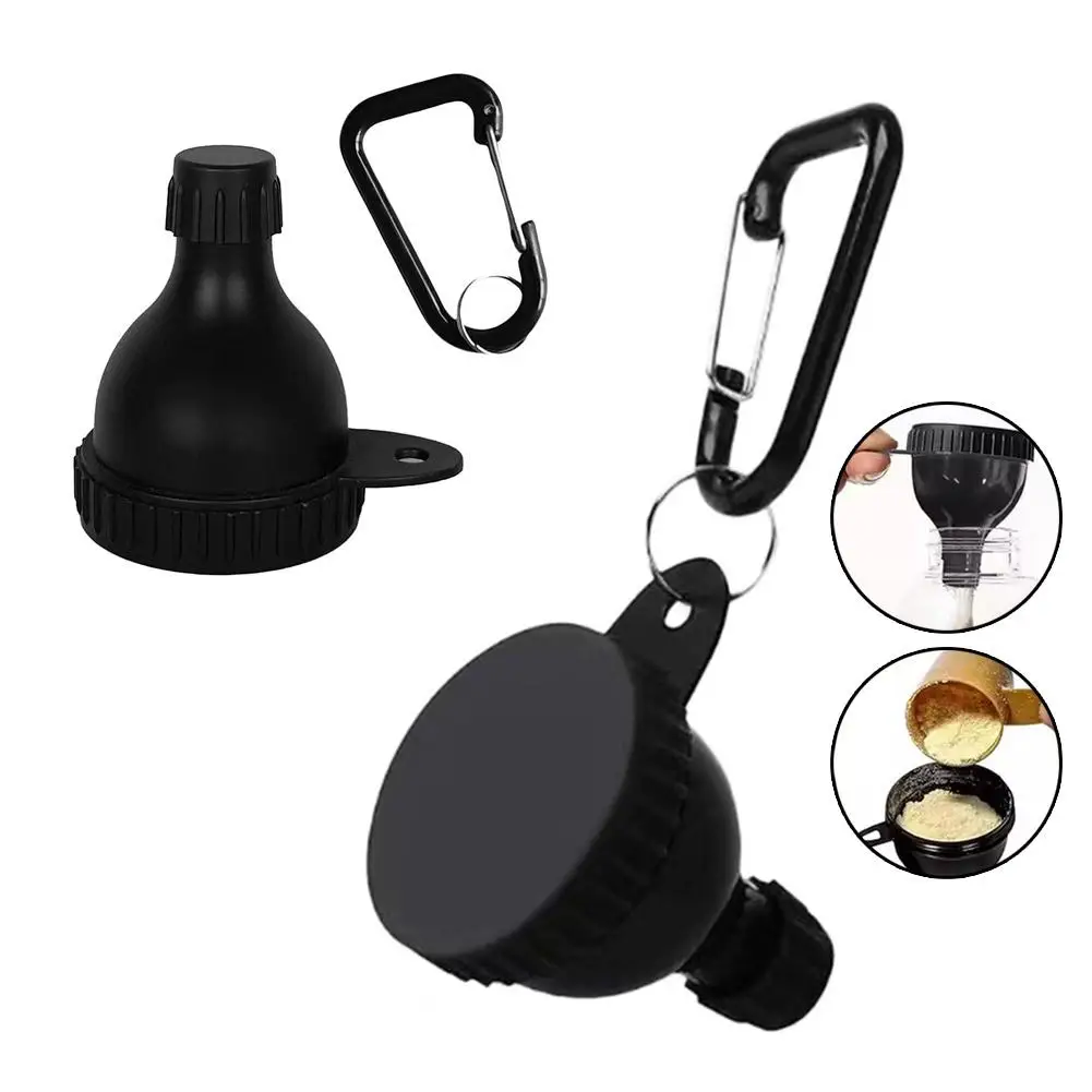 50ml Mini Protein Powder Bottle With Carabiner Portable Health Funnel Medicine Box Storage Container For Outdoor Sport Fitness