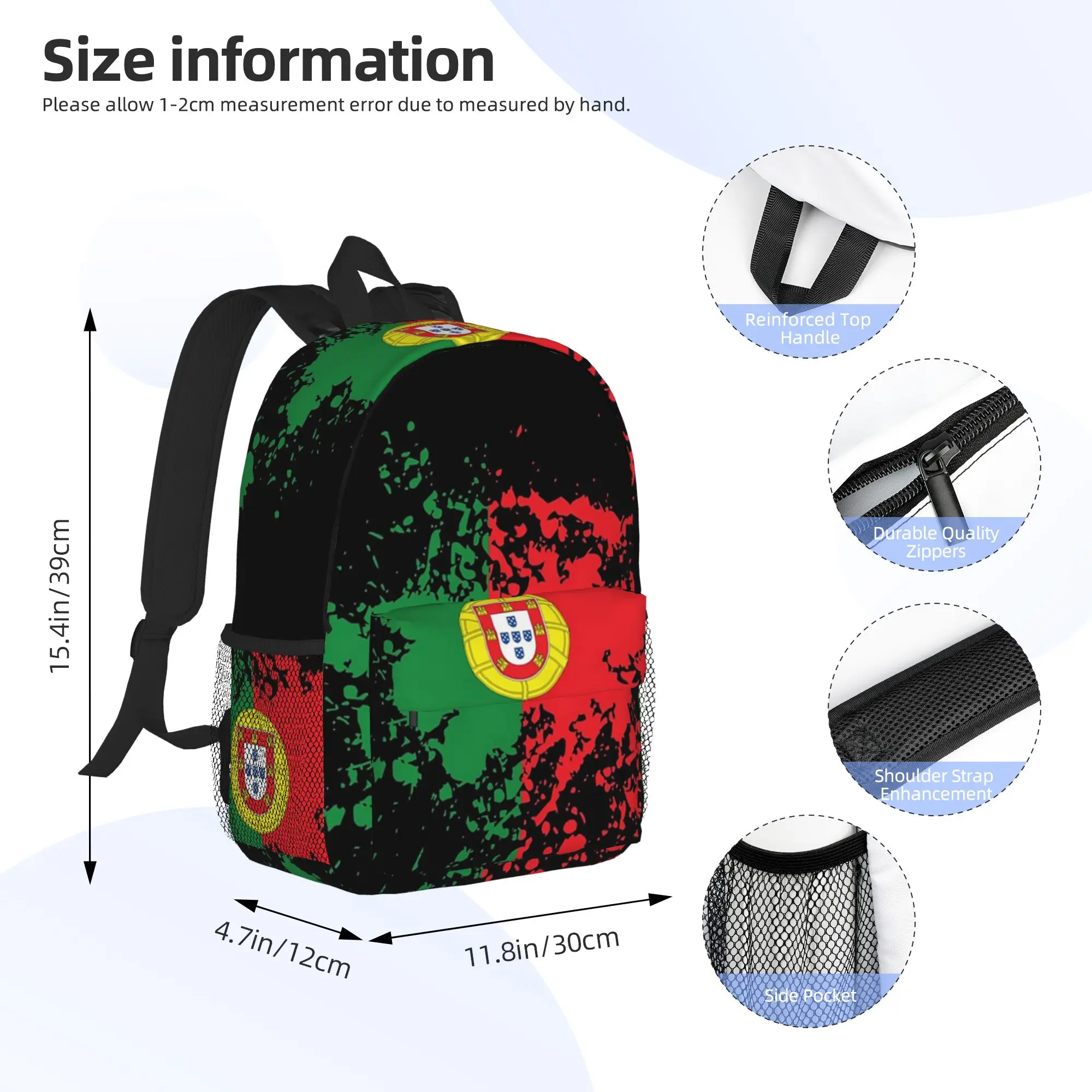 Flag Of Portugal Backpack Hot Sale Daypack Large Capacity Boys Girls BookBag Shoulder Bags for Men Women School Bag