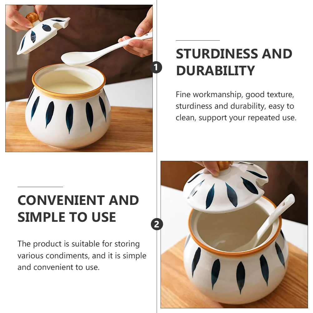 

Salt and Spice Container Ceramic Seasoning Jar Jars for Kitchen Can Condiment Pepper Serving Home