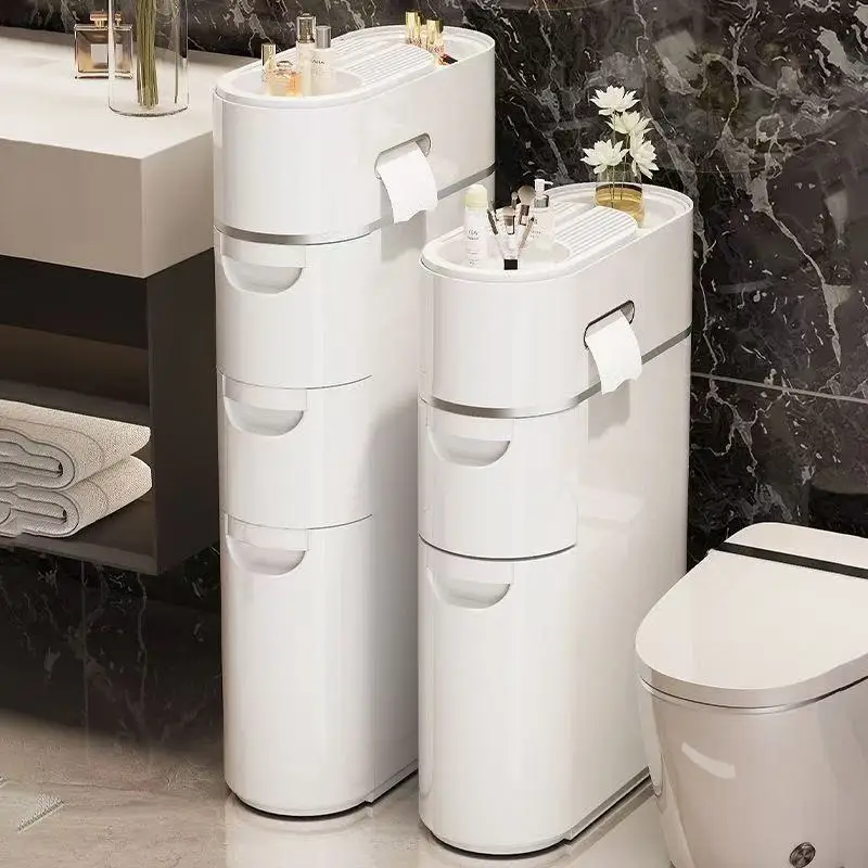 Bathroom crevice, drawer type storage cabinet, household toilet crevice, multi-layer plastic locker, installation-free rack